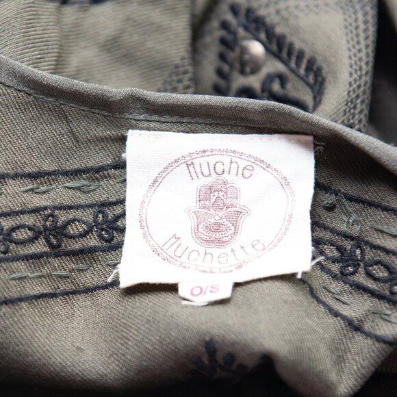 Muche et Muchette Embroidered Sequin Blouse Green Black One Size Fits Most - Picture 3 of 6